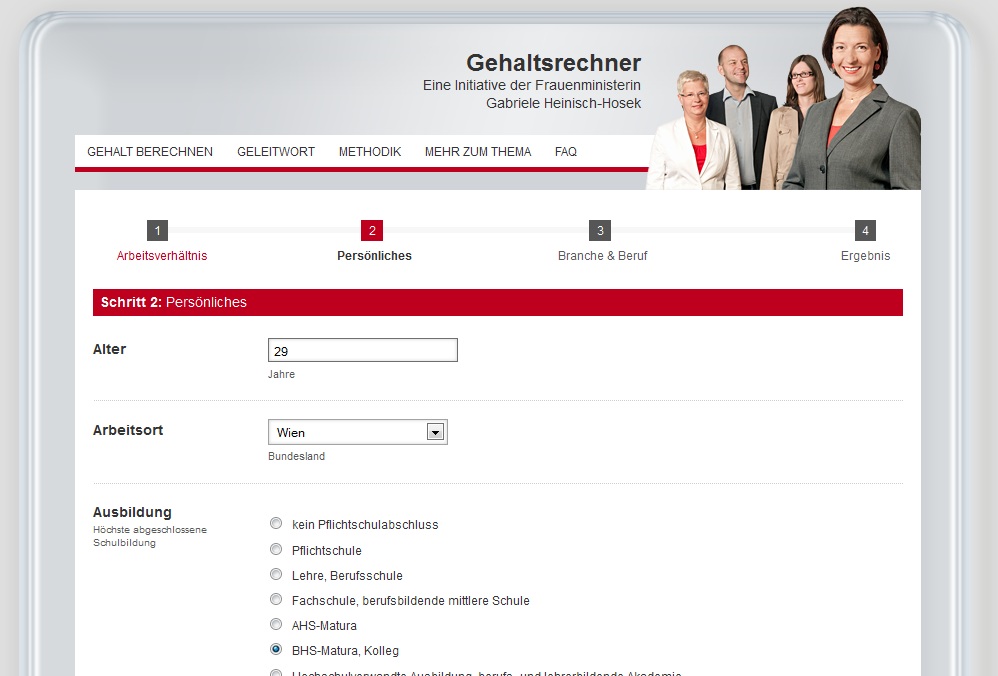 Lohnrechner / Gehaltsrechner - Quelle: www.gehaltsrechner.gv.at