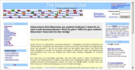 Screenshot Hospitality Club org