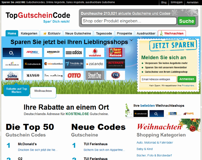 Screenshot TopGutscheinCode.de