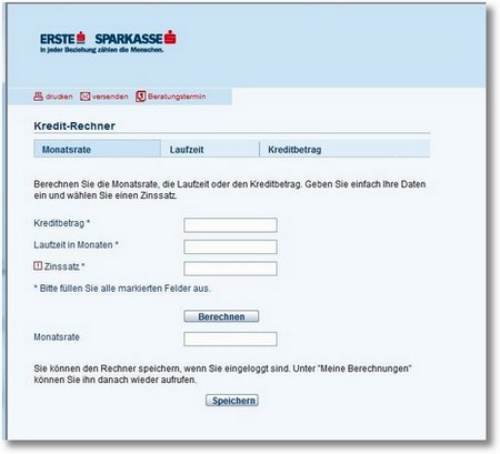 Kreditrechner Sparkasse ErsteBank